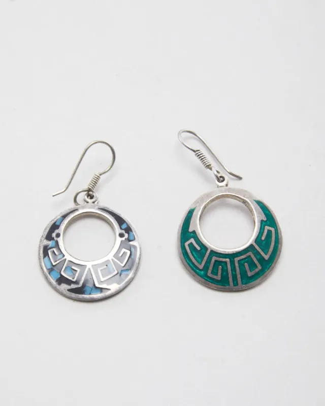 Vintage 925 Silver Aztec Earrings sold by Rokit