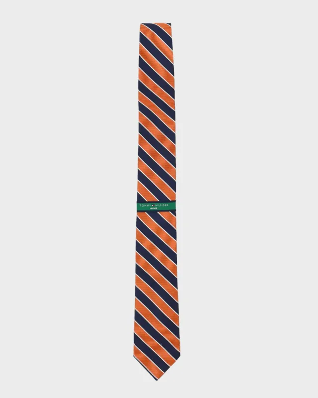 Tommy Hilfiger Orange And Navy Striped Tie made by Tommy Hilfiger