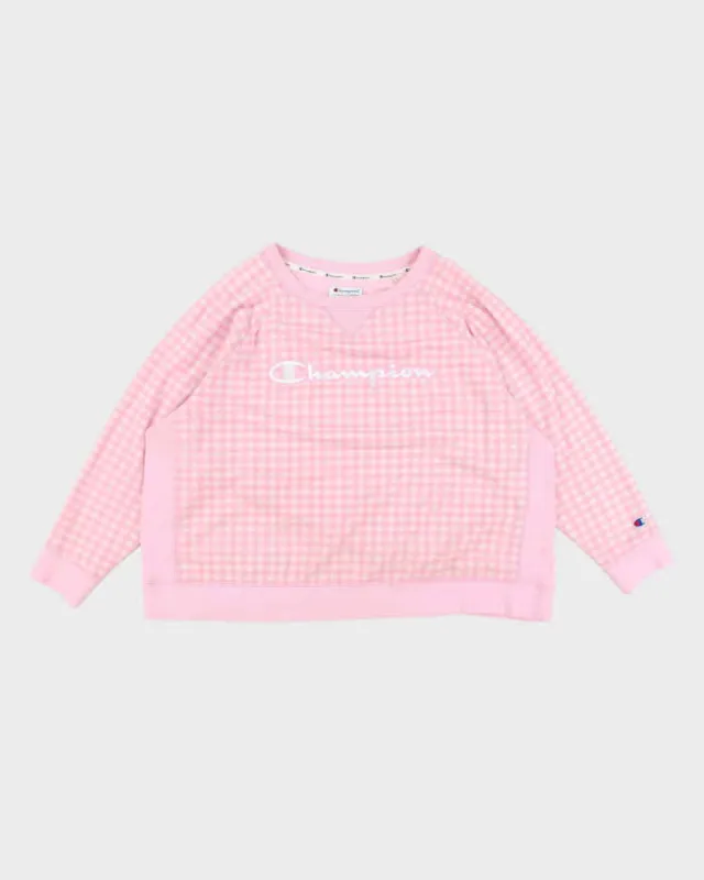 Woman's Pink Gingham Champion Logo Sweatshirt - XXXL sold by Rokit
