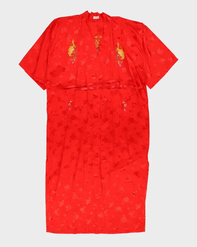 Red With Dragon Embroidery Dressing Gown - L sold by Rokit