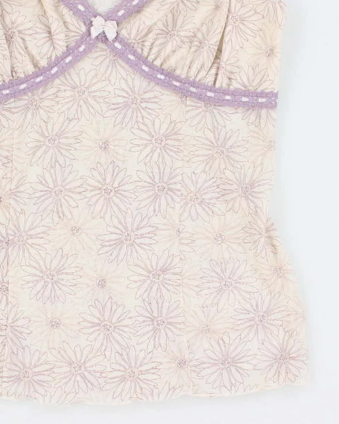 Y2k 00s Purple Floral Mesh - M sold by Rokit product image thumbnail 4