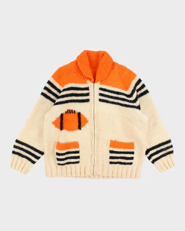 Men's Hand Knit zip Up Chunky Sweater - M sold by Rokit