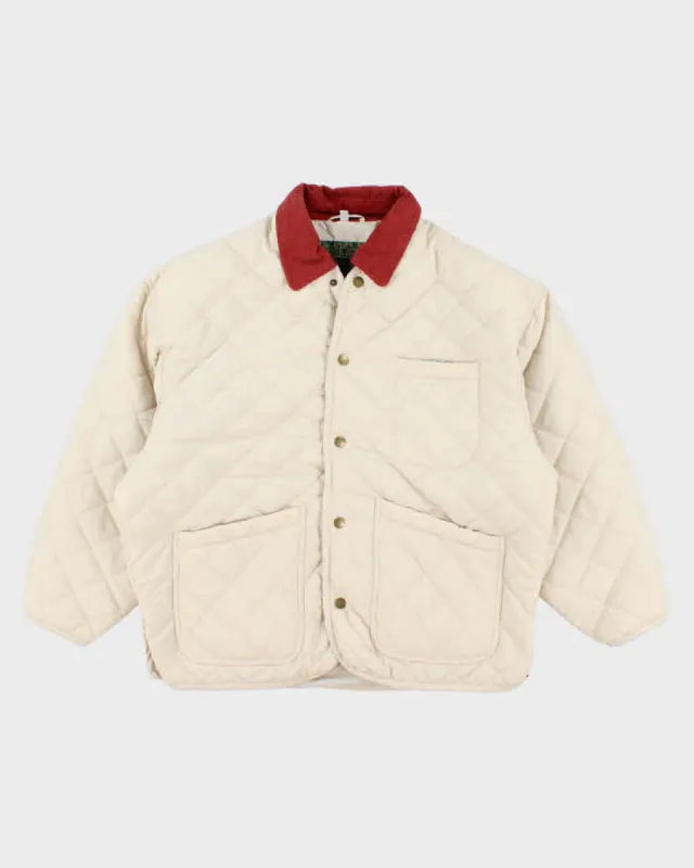 Vintage Women's Cream Quilted Jacket - M sold by Rokit