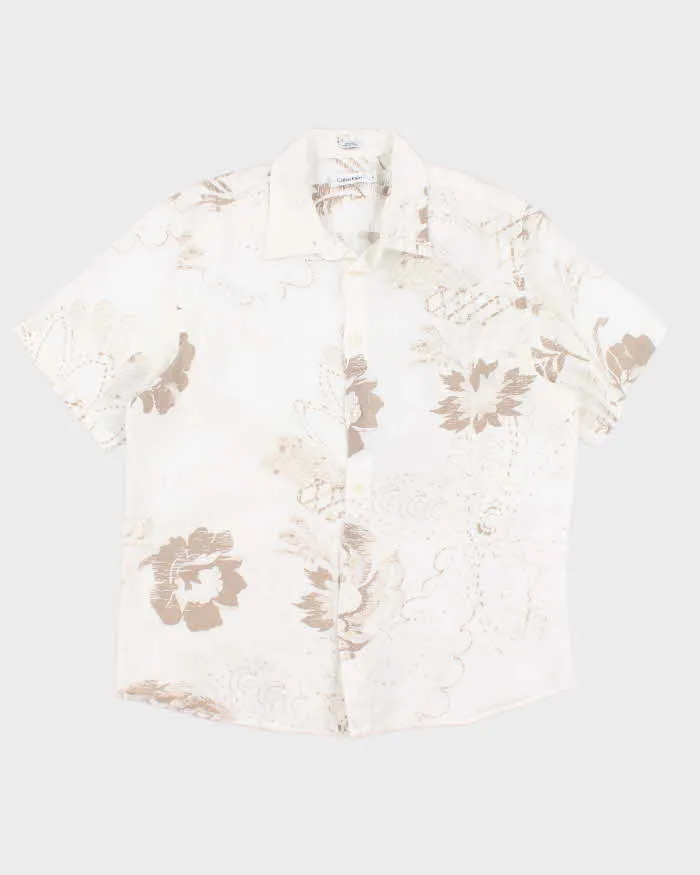 Calvin Klein Linen Pattern Short Sleeve Shirt - XL sold by Rokit