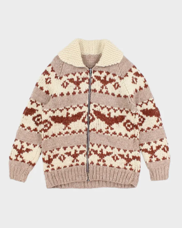 Vintage Handmade Chunky Zip Up Knit Jumper - L sold by Rokit