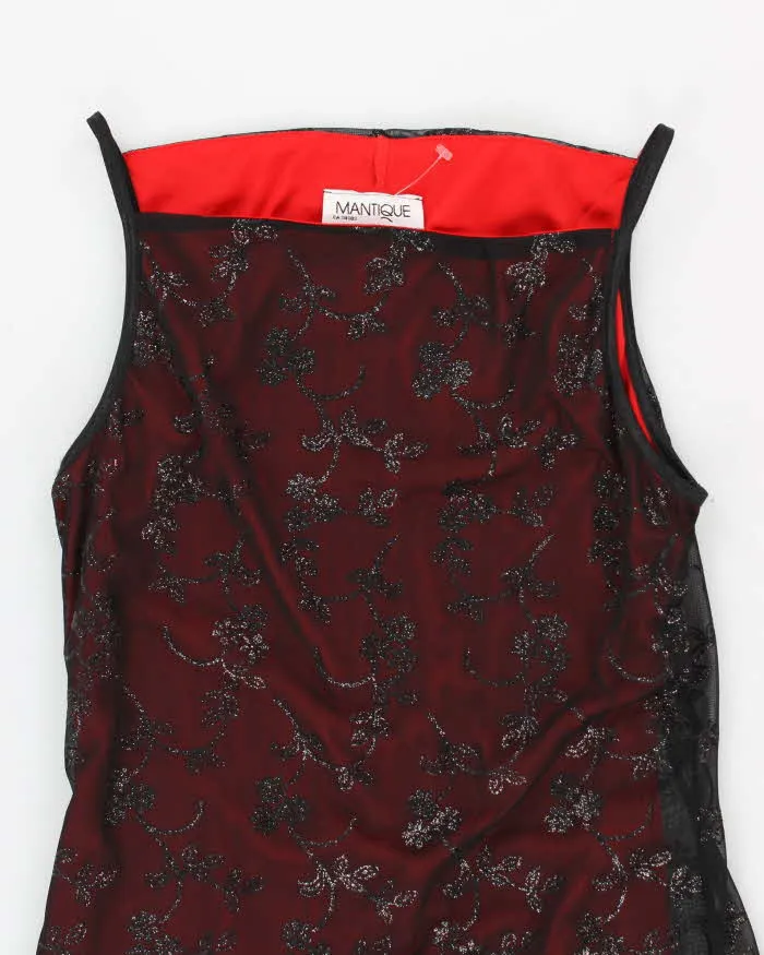Vintage Woman's Red embroidered Mesh Evening Dress - L sold by Rokit product image thumbnail 3