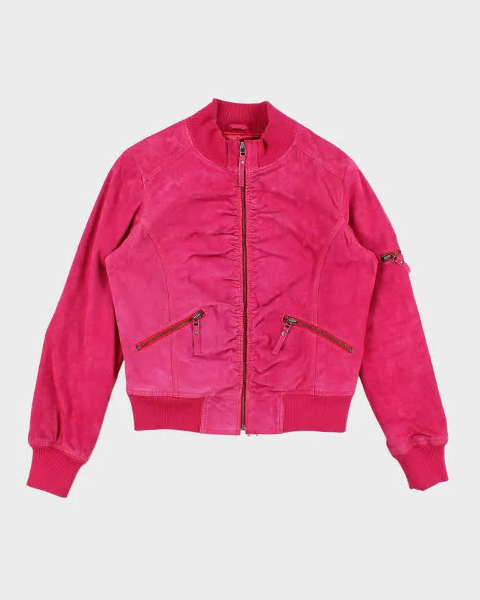 Y2k 00s Le Chateau Pink Leather Jacket - L sold by Rokit
