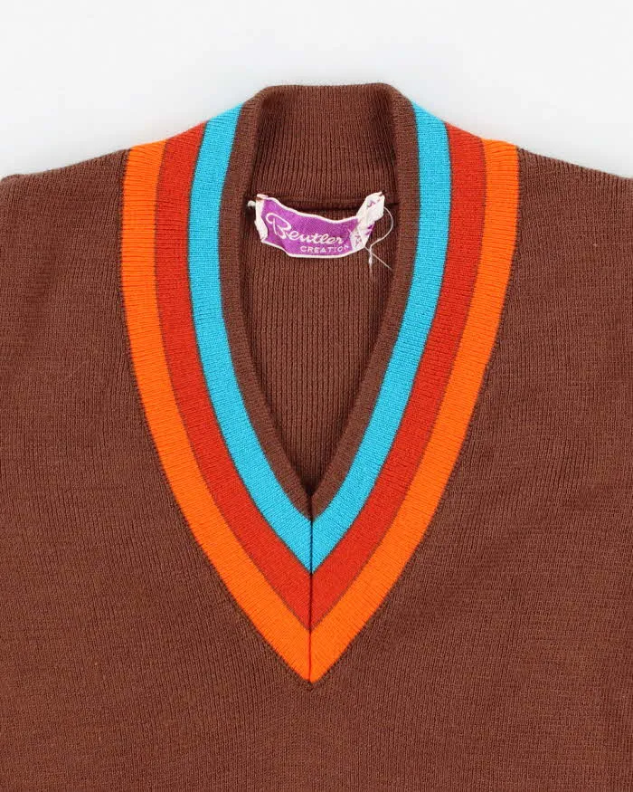 Vintage 70s Brown Knit Tee - S sold by Rokit product image thumbnail 3