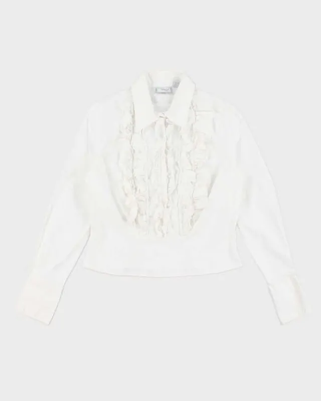 Vintage 90s Ruffle Frill Shirt - S sold by Rokit
