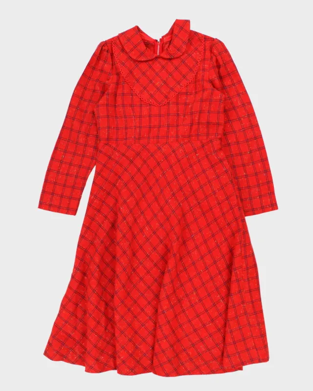 Vintage Handmade Red Plaid Midi Dress - M sold by Rokit