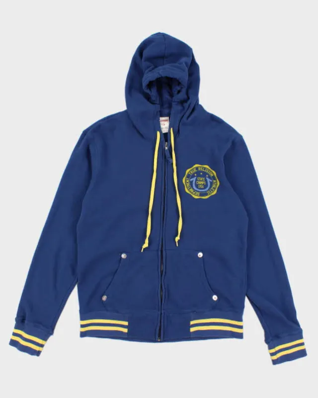 Men's Blue Zip Up True Religion Graphic Hoodie - M sold by Rokit
