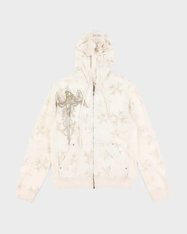 Y2K 00s Guess Graphic Patterned Light Hoodie - S sold by Rokit