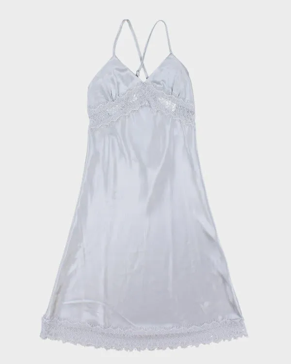 Y2k 00s Silver Slip Dress - S sold by Rokit