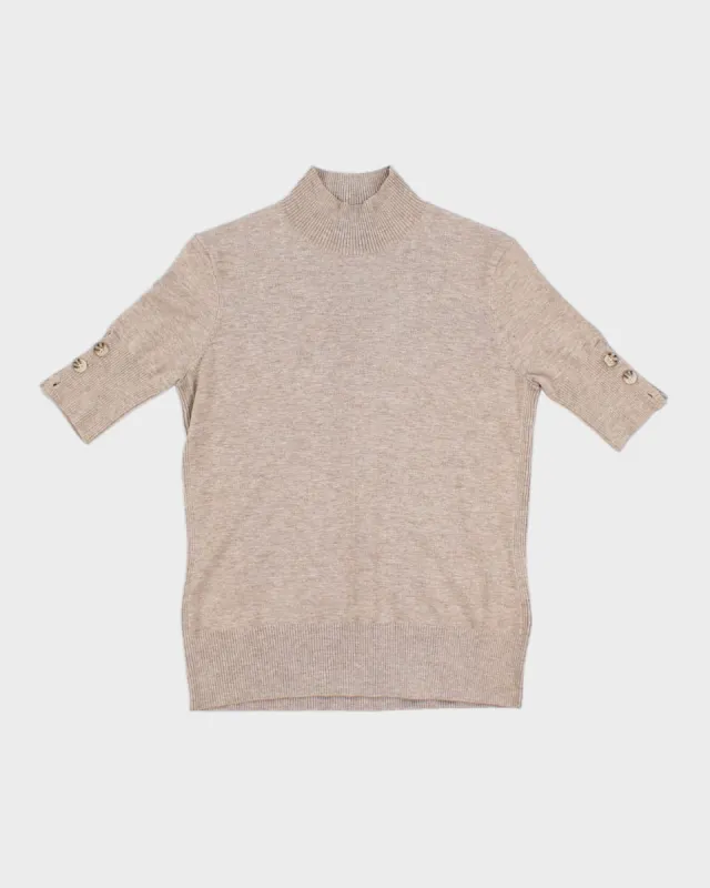 Ecru Roll Neck Knit Tee - S sold by Rokit
