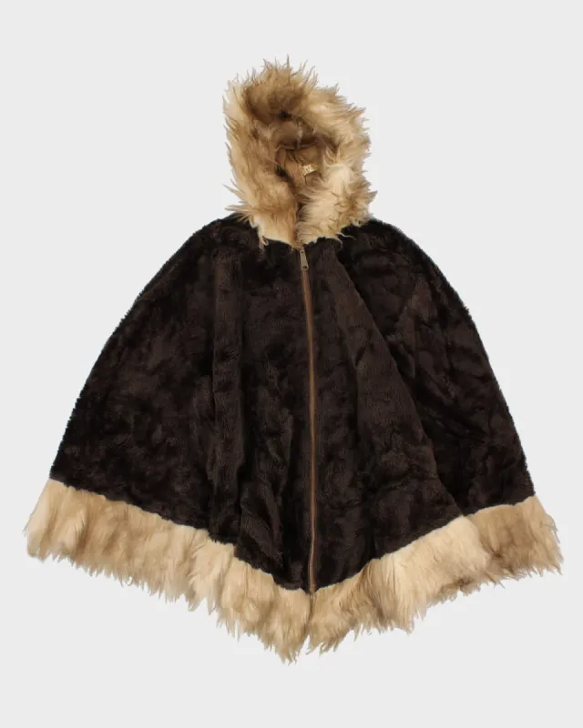 Vintage Faux Fur Hooded Cape - L sold by Rokit