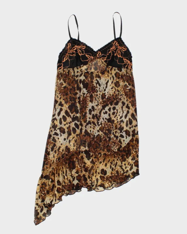 2000s Animal Print Embroidered Lace Slip Dress - S sold by Rokit