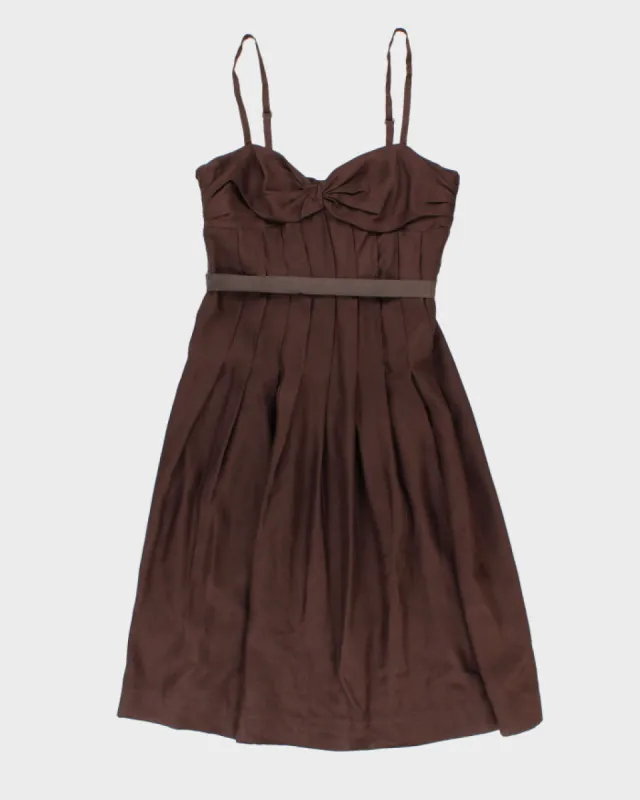 Vintage Woman's Brown Pleated Dress - M sold by Rokit