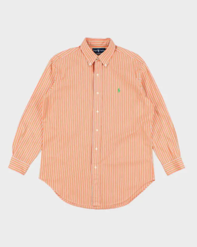 Vintage Men's Orange Ralph Lauren Stripped Shirt - M sold by Rokit