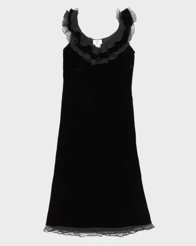Vintage 90s Velvet Ruffled Maxi Dress - M sold by Rokit