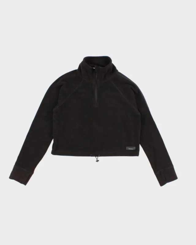 Womens Black Calvin Klein Cropped Fleece Quarter Zip Hoodie - M sold by Rokit