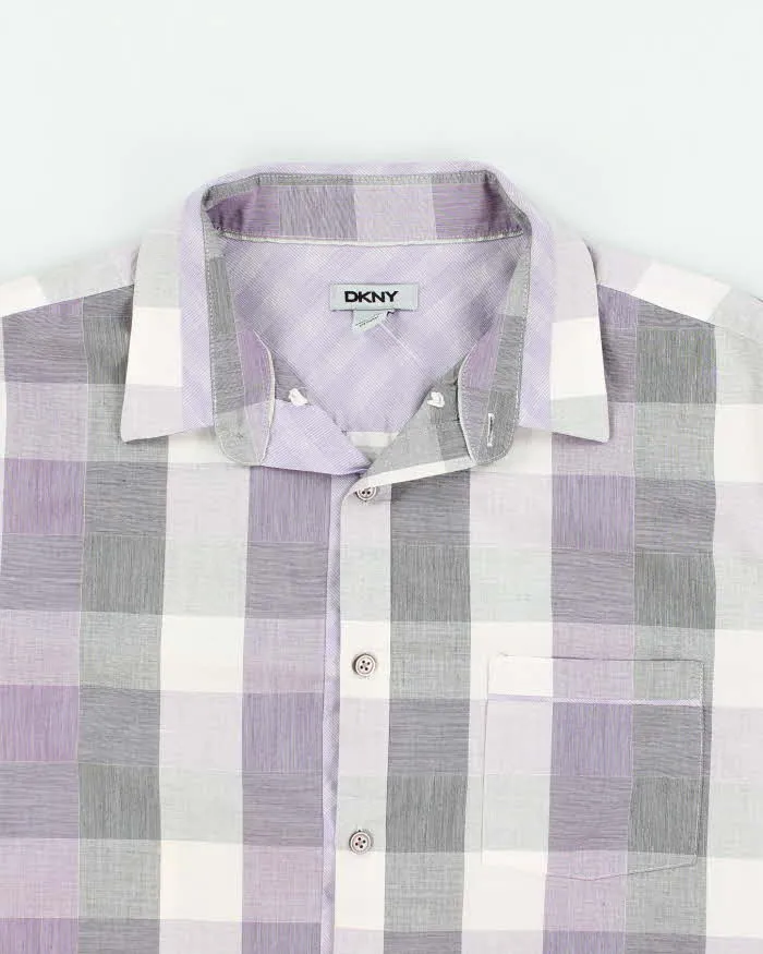 Men's Purple DKNY Checked Button Up Shirt - XL sold by Rokit product image thumbnail 3