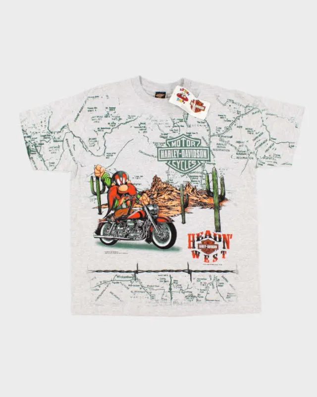 Mens Grey Harley Davidson X Looney Toons Graphic Print t shirt - M sold by Rokit