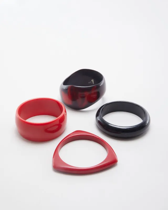 Y2K Red and Black Set of 4 Bangles made by Rokit