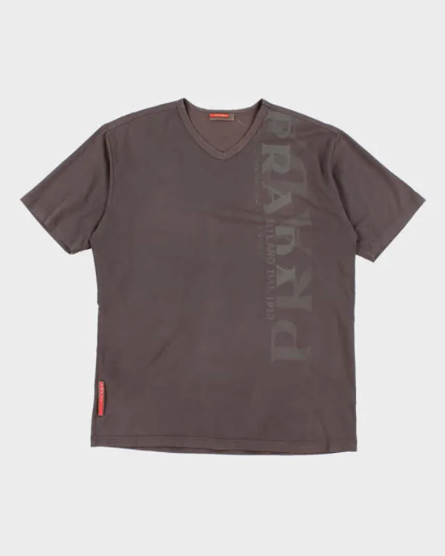 90s Vintage Men's Prada Sport Brown Logo T shirt - XL sold by Rokit