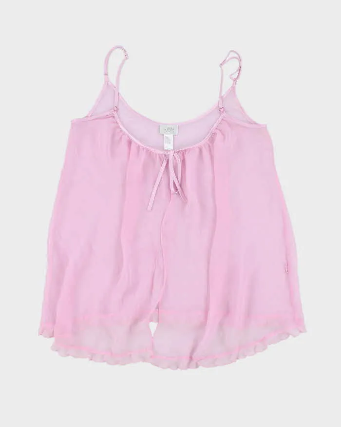 Vintage Y2k 00s La Senza Pink Mesh Cami Top - L sold by Rokit