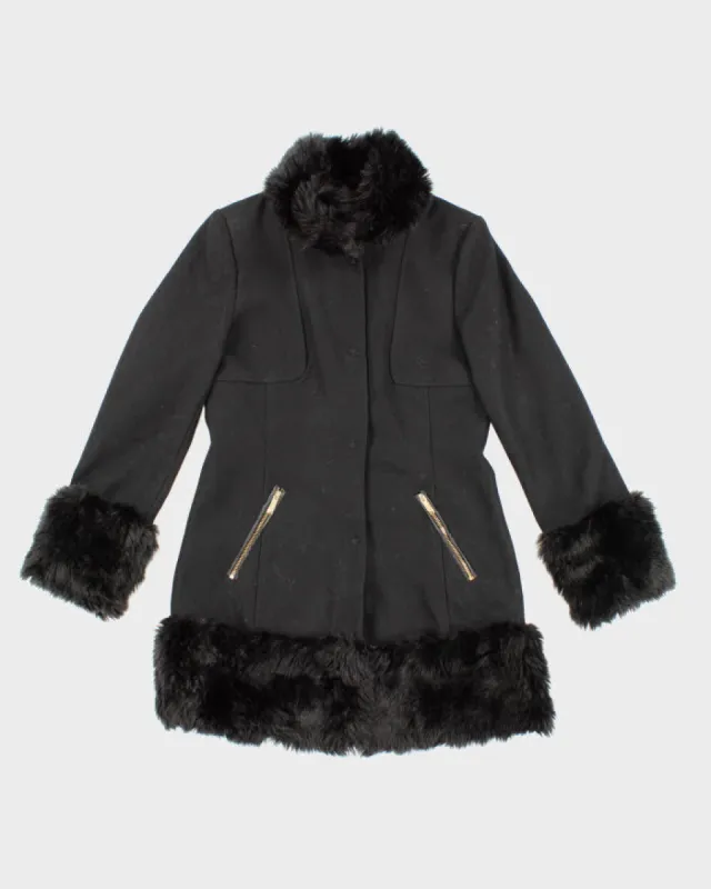 Y2K Guess Faux Fur Collared Overcoat - S sold by Rokit