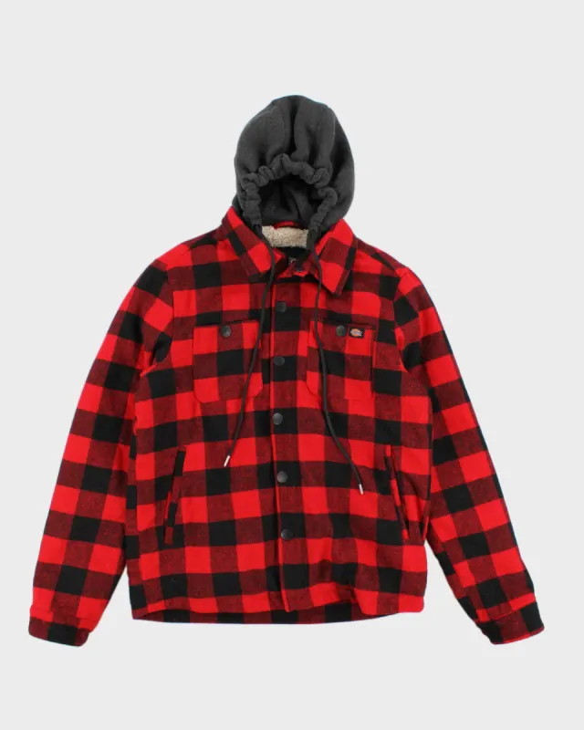 Men's Red Plaid Hooded Dickies Jacket - S sold by Rokit