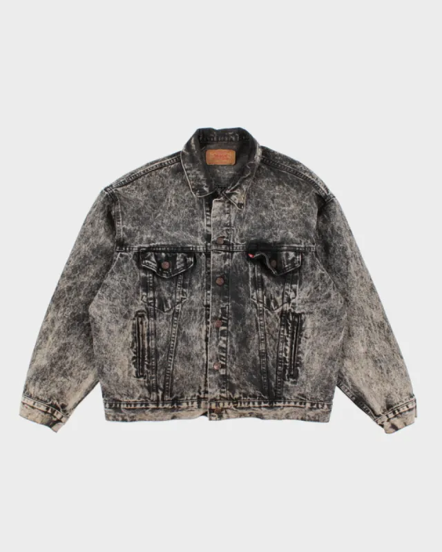 Vintage Men's Black acid wash Levi's Denim Jacket - L made by Levi's
