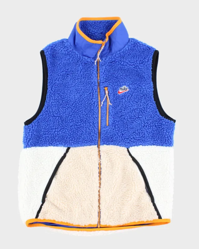 Mens Blue and White Nike Fluffy Fleece Sports Vest - M sold by Rokit