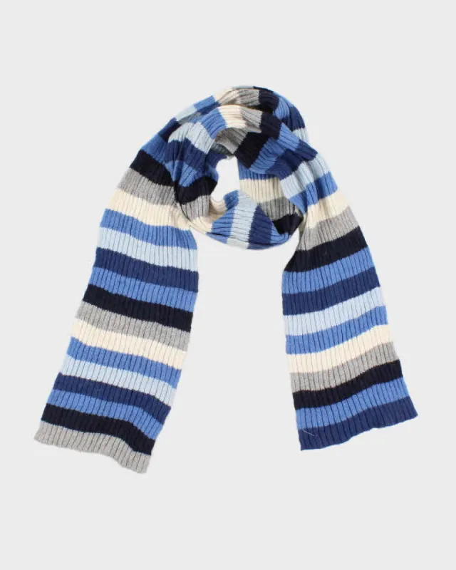 Vintage Striped Blue Knit Skinny Scarf sold by Rokit