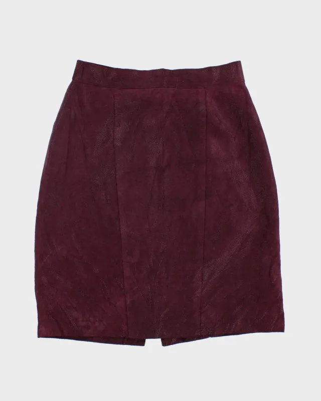 80's Leather Suede Purple Patterned Skirt - W26 sold by Rokit