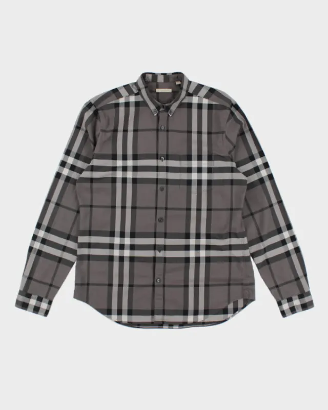 Burberry Grey Long Sleeve Shirt - L sold by Rokit