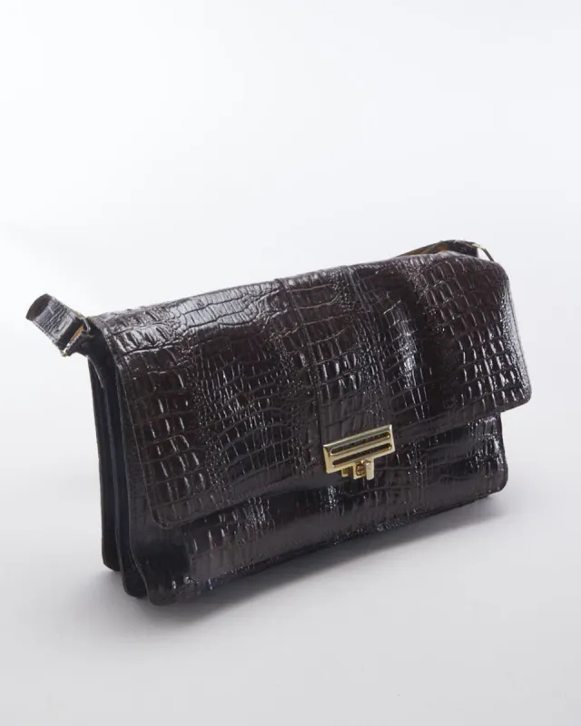 Vintage Brown Reptile Style Handbag - O/S sold by Rokit