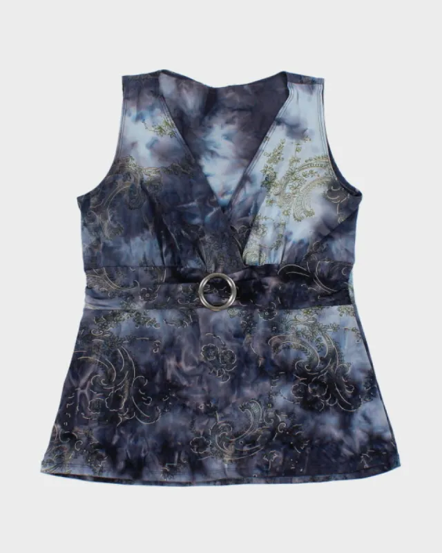 Y2k 00s Paisley Pattern Buckle Top - M sold by Rokit