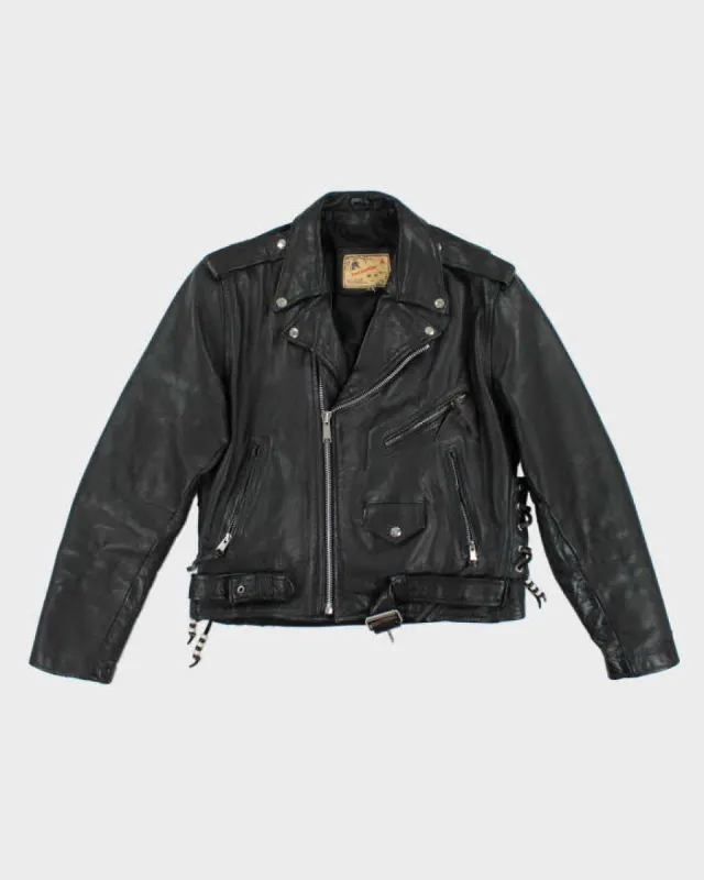 Vintage Leather Men Black Biker Jacket - L sold by Rokit