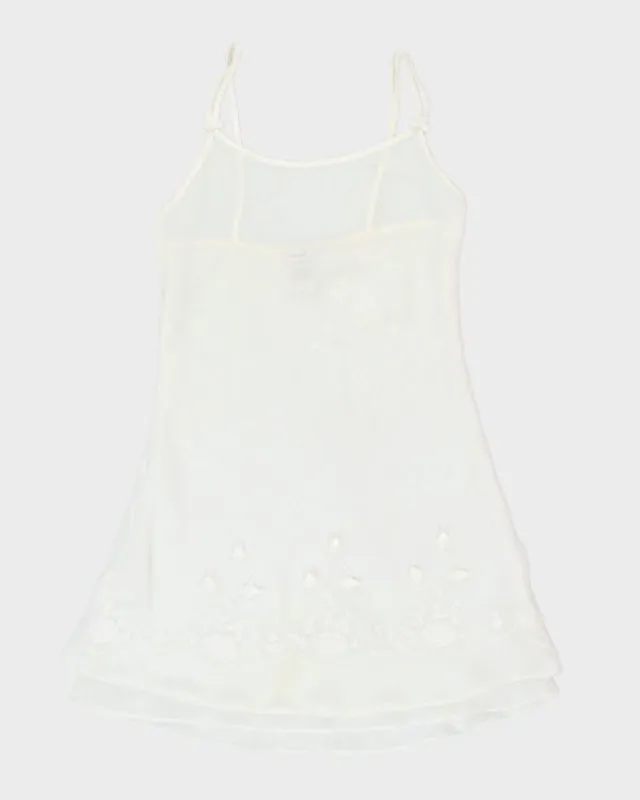 Vintage 90s Jones New York White Sheer Embroidered Slip- S sold by Rokit