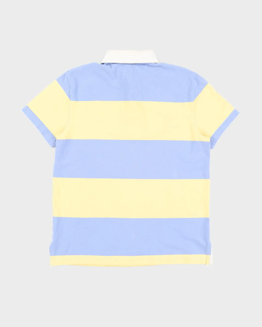 Vintage 90s Ralph Lauren Yellow / Blue Striped Polo Shirt - L sold by Rokit product image thumbnail 2