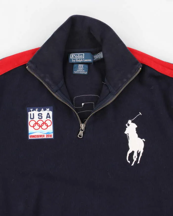 Vintage 90s Mens Navy Polo Team USA Quarter Zip Sweatshirt - L sold by Rokit product image thumbnail 3