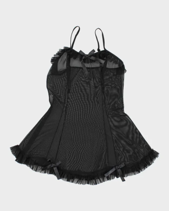 Y2k Black Mesh Bow Lingerie Top - XS sold by Rokit