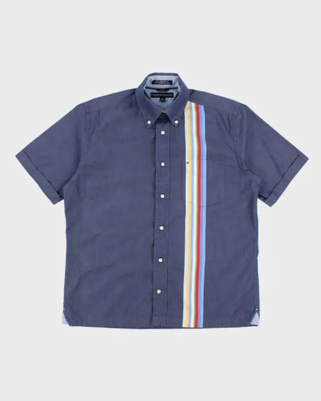 Mens Blue Tommy Hilfiger Front Striped Button Up Shirt - S sold by Rokit