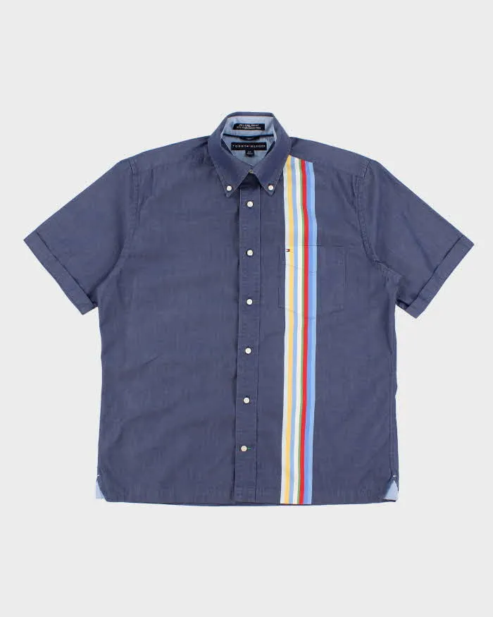 Mens Blue Tommy Hilfiger Front Striped Button Up Shirt - S sold by Rokit