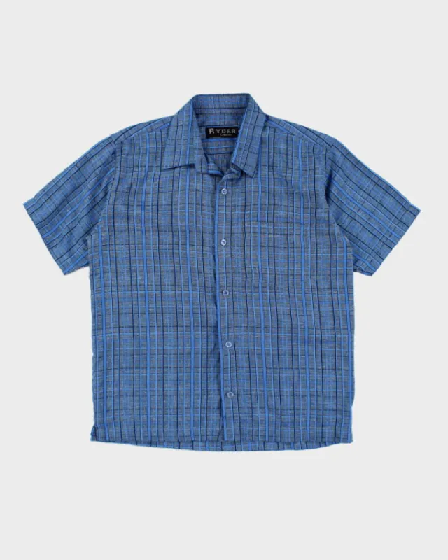 Y2k 00s Ryder Blue Check Shirt - S sold by Rokit