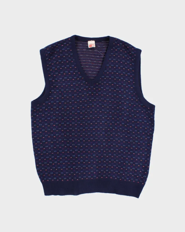 Mens Navy Blue Knit Pattern Vest - M sold by Rokit