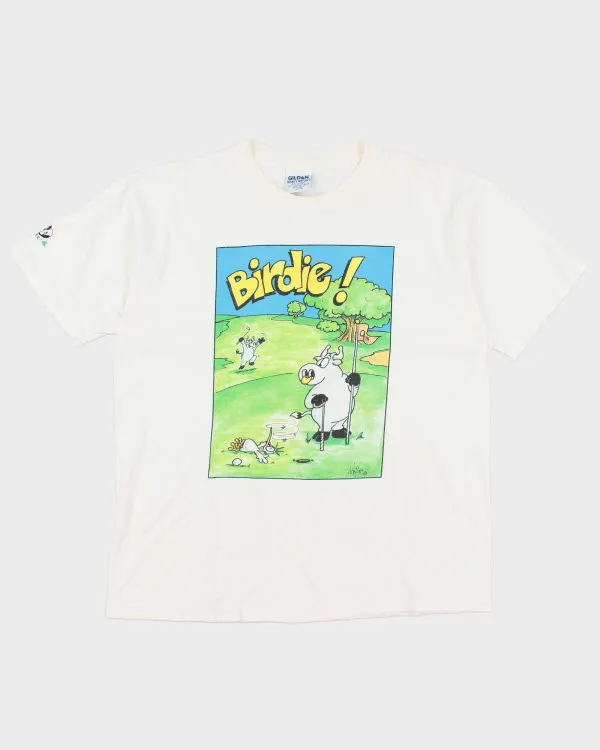 Vintage 90's Funny Cow Birdie Graphic T-Shirt - XL sold by Rokit