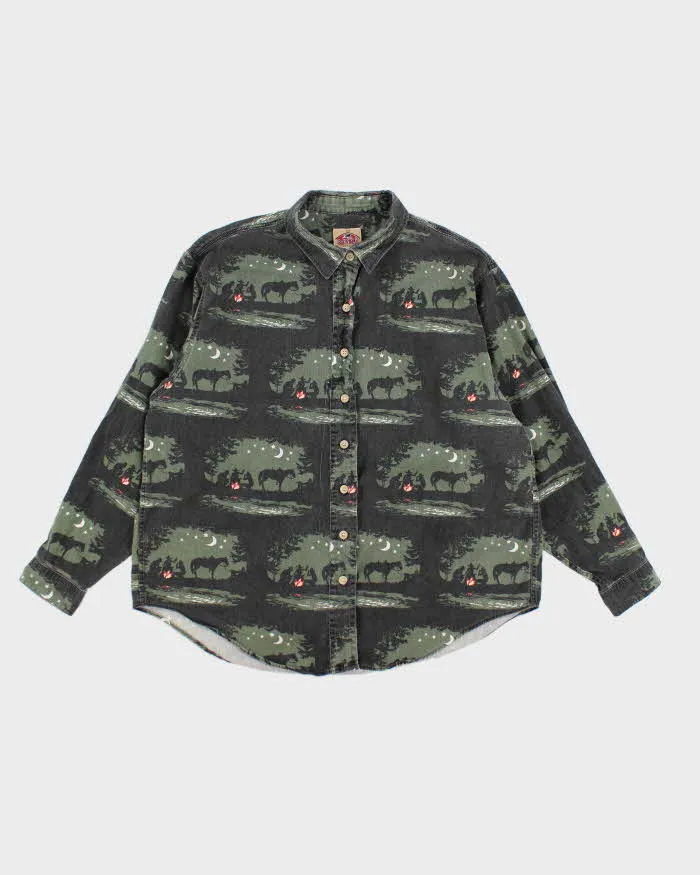 Vintage 90s Barn Fly Cowboy Print Shirt - XL sold by Rokit
