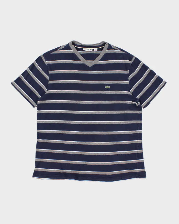 Lacoste Striped V-Neck T-Shirt - L sold by Rokit